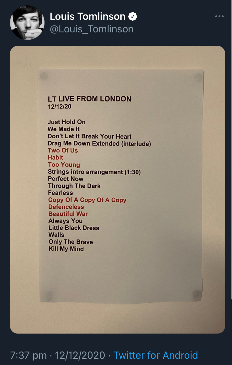 Louis Tomlinson Live From London  Louis tomlinson songs, Louis