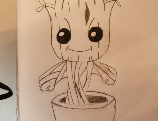 an attempt at drawing baby groot