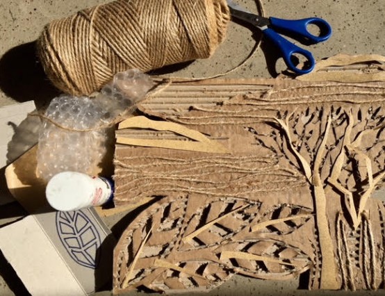 Collagraph print-making family activity