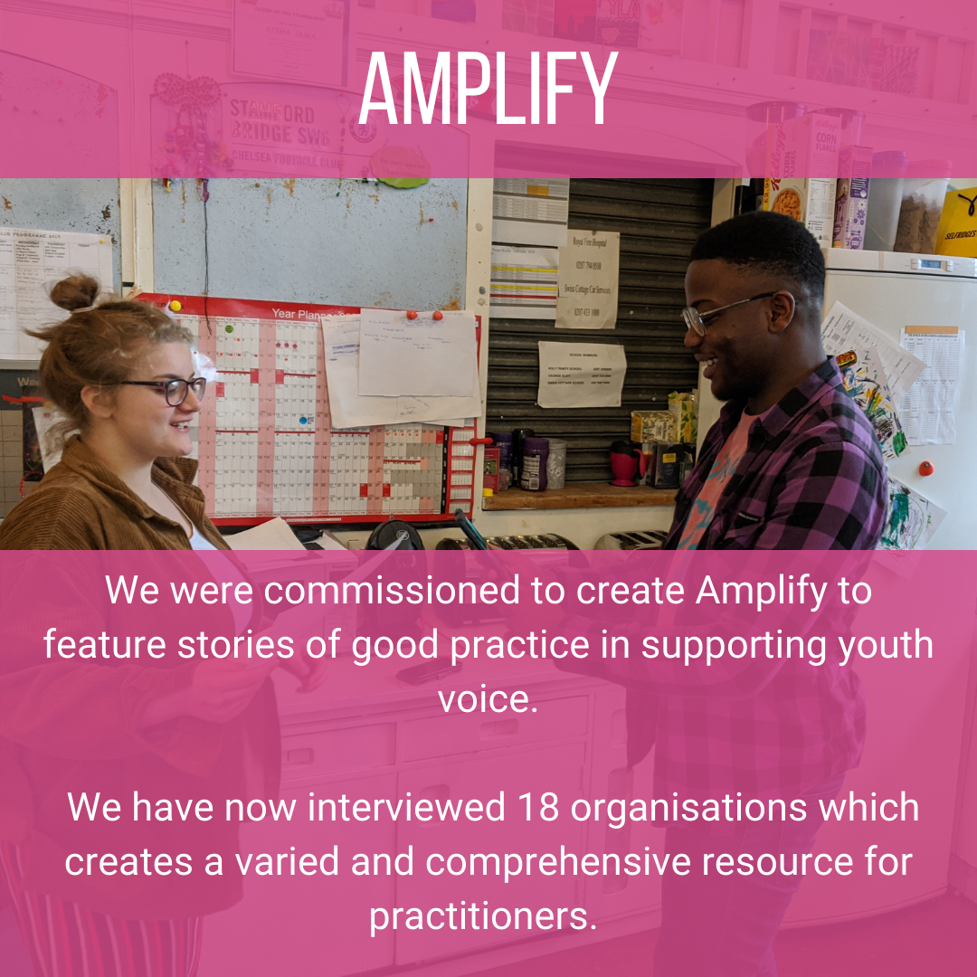 Amplify - Last year we worked with the Arts Council England Bridge Organisations to create the website amplify-voice.uk featuring stories of good practice in youth voice. Over the past few months we have been travelling up and down the country (whilst co-ordinating visits to minimise our environmental impact) interviewing 18 more organisations.   They will be launching on the website over the next few months!