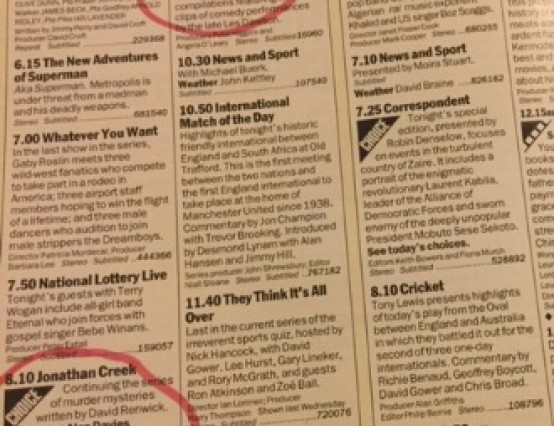 Circled in The Radio Times